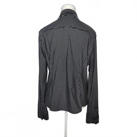 Express Women's XL Black and White Striped Button-Up Blouse - Picture 2 of 8